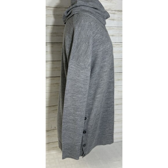 Adrienne Vittadini MEDIUM Gray 100% Extra Fine Merino Wool COWL Collar Sweater - Picture 13 of 16